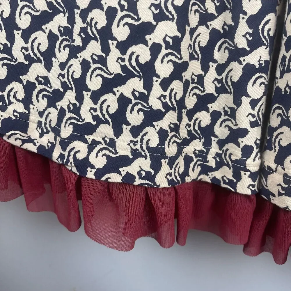 Effie's Heart Navy and Cream Floral Midi Dress with Red Trim - Picture 9 of 15